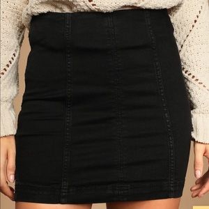 Free People modern Femme washed black denim mini skirt